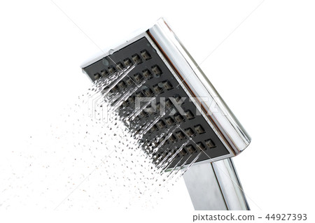 Shower head with water drops on a white background Shower head with water drops on a white background 44927393