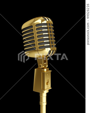 3D Rendering golden vintage studio microphone 44928216