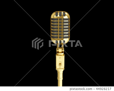 3D Rendering golden vintage studio microphone 3D Rendering golden vintage studio microphone 44928217