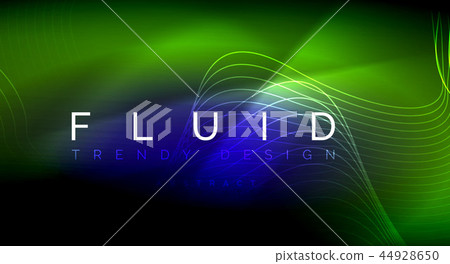 Neon glowing fluid wave lines, magic energy space light concept, abstract background wallpaper Neon glowing fluid wave lines, magic energy space light concept, abstract background wallpaper 44928650