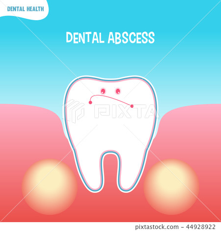 Cartoon bad tooth icon with dental abscess Cartoon bad tooth icon with dental abscess 44928922