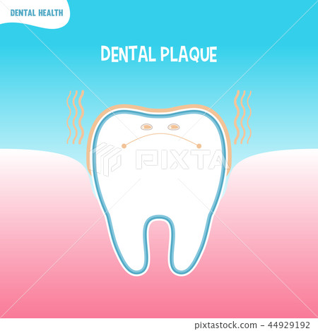 Cartoon bad tooth icon with dental plaque Cartoon bad tooth icon with dental plaque 44929192