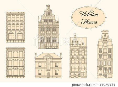 Victorian houses in monochrome 44929314