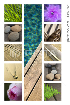 Terraces and flowers on a collage Terraces and flowers on a collage 44929923