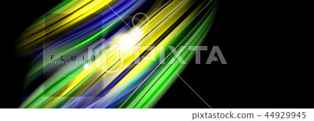 Background abstract design, flowing mixing liquid color waves on black 44929945