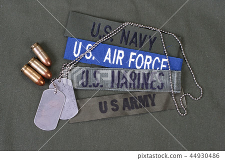 US military concept on olive uniform background 44930486