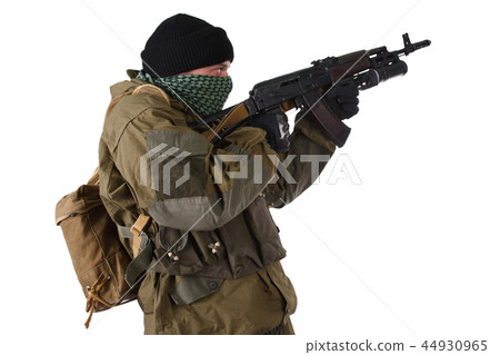 fighter with kalashnikov ak-47 rifle fighter with kalashnikov ak-47 rifle 44930965