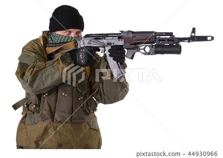 fighter with kalashnikov  ak-47 rifle 44930966
