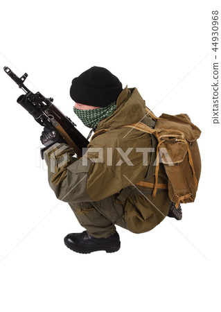 fighter with kalashnikov ak-47 rifle fighter with kalashnikov ak-47 rifle 44930968