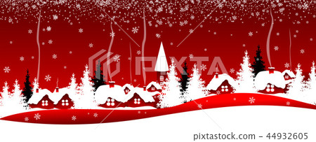 Snowfall over the village, winter landscape Snowfall over the village, winter landscape 44932605