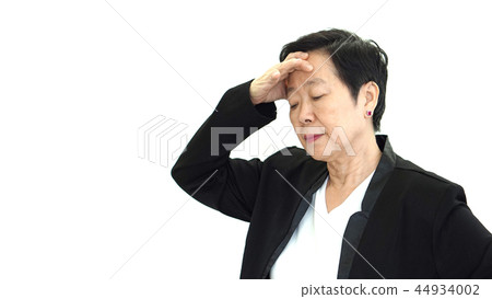 Asian senior business woman upset unhappy Asian senior business woman upset unhappy 44934002