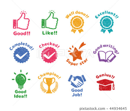 Learning evaluation stamp set (for school / school / teacher) / English / color version Learning evaluation stamp set (for school / school / teacher) / English / color version 44934645