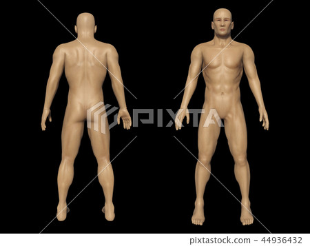 人人體CG男性肌肉黑色背景 44936432