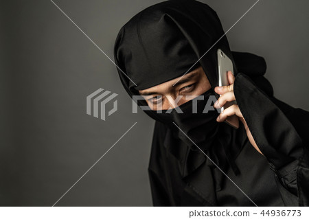 Ninja and smartphone Ninja and smartphone 44936773