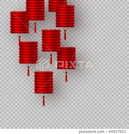 Chinese lanterns in red on transparent background 44937933