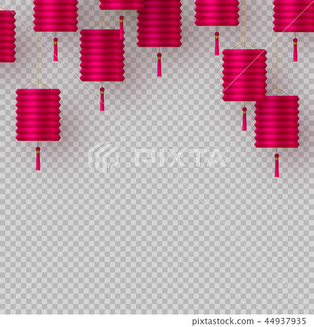 Chinese lanterns in pink on transparent background 44937935