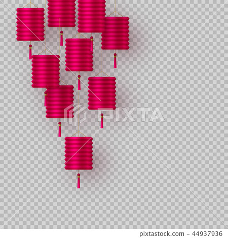 Chinese lanterns in pink on transparent background 44937936