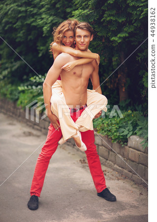 beautiful modern ballet couple dancing in summer outdoors 44938162