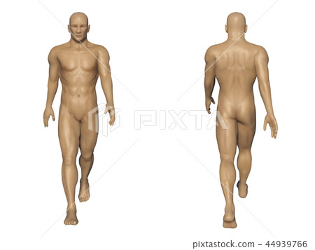人類CG男性走路前後與面具 44939766