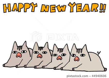 Illustration New Year's card for simple yearling (wild boar) Illustration New Year's card for simple yearling (wild boar) 44940606