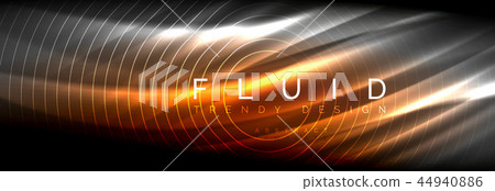 Neon glowing fluid wave lines, magic energy space light concept, abstract background wallpaper 44940886