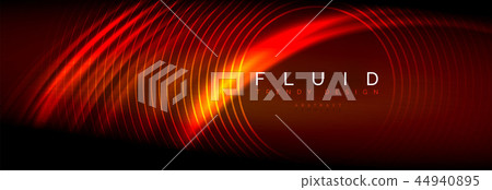 Neon glowing fluid wave lines, magic energy space light concept, abstract background wallpaper 44940895