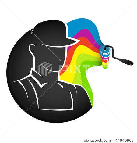 Painter with roller silhouette 44940905