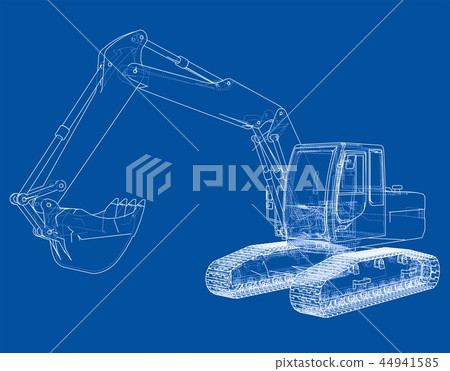 Excavator concept outline. Vector Excavator concept outline. Vector 44941585