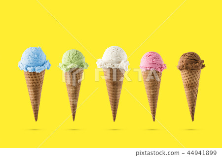 Variety of ice cream flavor in cones blueberry ,st 44941899