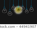 Hand drawing with bulb light idea. concept of big  44941907