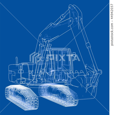 Excavator concept outline. Vector Excavator concept outline. Vector 44942037