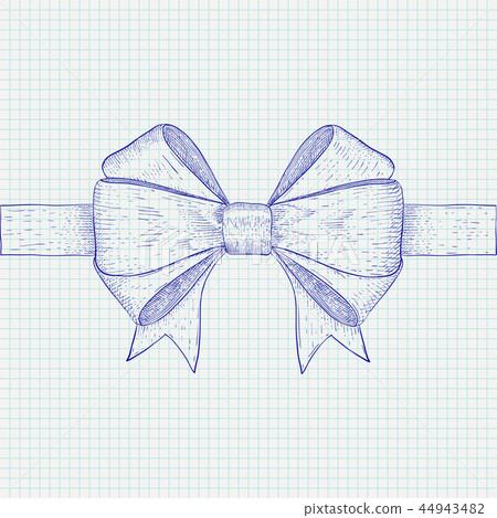 Ribbon bow. Hand drawn sketch 44943482