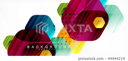 Glossy color hexagons modern composition background, shiny glass design 44944219