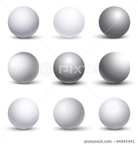 White 3D spheres with shadows vector set 44945442