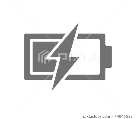 Vector power battery with lightning bolt icon. Half charged accumulator symbol and sign illustration 44945582