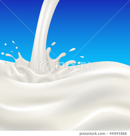 Milk flow and splash on blue background - Stock Illustration [44945866 ...