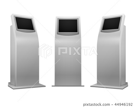 Electronic advertising stand display interactive kiosk with touchscreen vector illustration 44946192