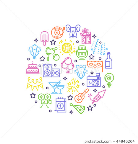 Event, party, entertainment, happy christmas outline vector icons in circle design 44946204