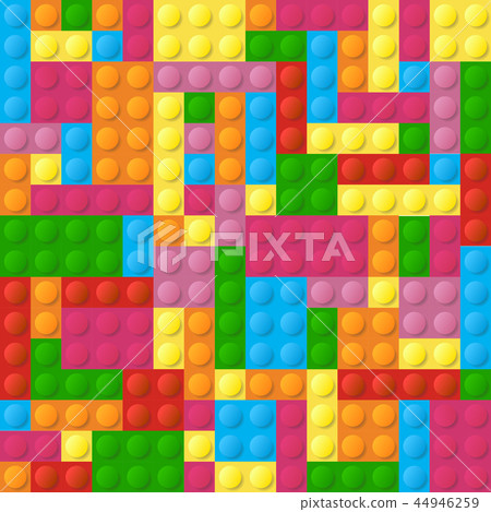 Colored plastic bricks seamless vector pattern 44946259
