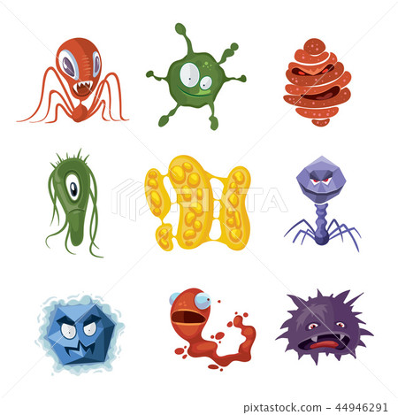 Bacteria virus germs cartoon vector characters,... - Stock Illustration  [44946291] - PIXTA