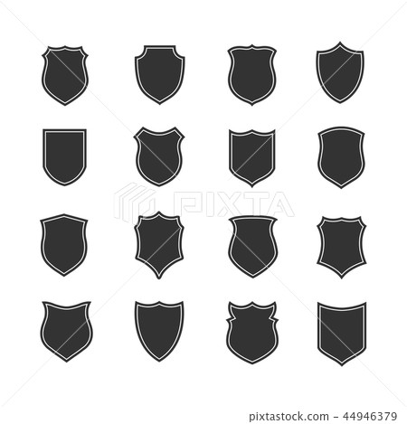 Shield vector silhouettes for labels and emblems, security badges Shield vector silhouettes for labels and emblems, security badges 44946379