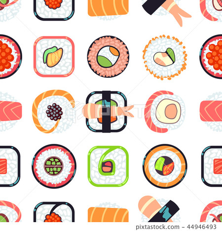Japanese food sushi vector seamless pattern - Stock Illustration ...