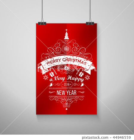 Frame On Wall With Christmas Label 44946559