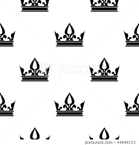 Vector crowns seamless pattern in black and white 44946723
