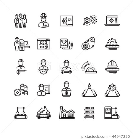 Vector industry engineering mechanical thin line icons 44947230