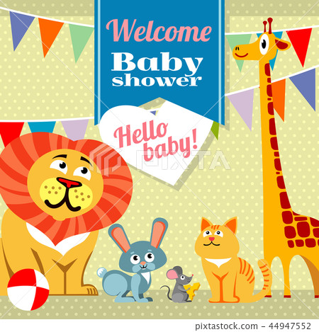 Baby shower celebration greeting invitation card vector template 44947552