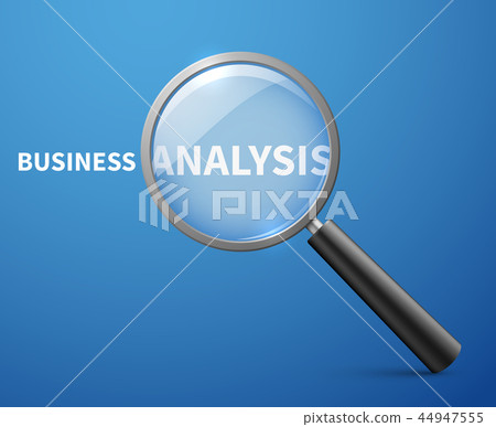 Business analysis vector concept background with magnifying glass Business analysis vector concept background with magnifying glass 44947555