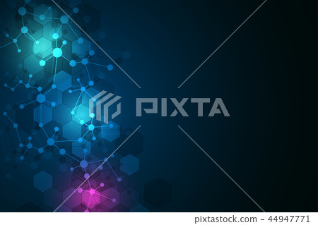Molecular structure background and communication. Abstract background with molecule DNA and neural Molecular structure background and communication. Abstract background with molecule DNA and neural 44947771