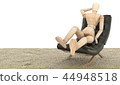 Wooden dummy siting on the couch. 3D rendering 44948518