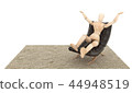 Wooden Dummy Siting on the couch and put your hand 44948519